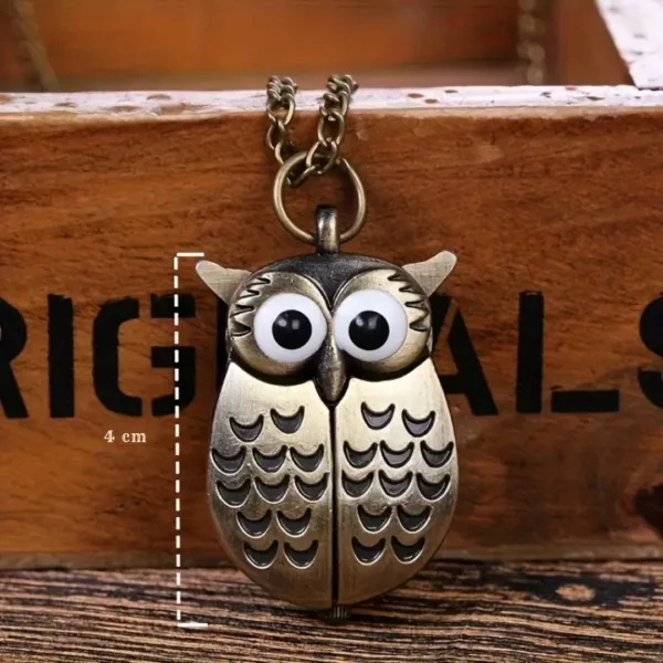 Montre à gousset hibou rigolo vintage – Accessoire rétro original pour look unique et cadeau fantaisie – Image 4
