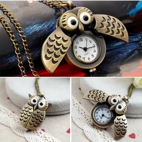 Montre à gousset hibou rigolo vintage – Accessoire rétro original pour look unique et cadeau fantaisie – Image 5