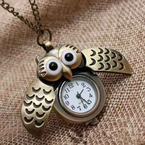 Montre à gousset hibou rigolo vintage – Accessoire rétro original pour look unique et cadeau fantaisie