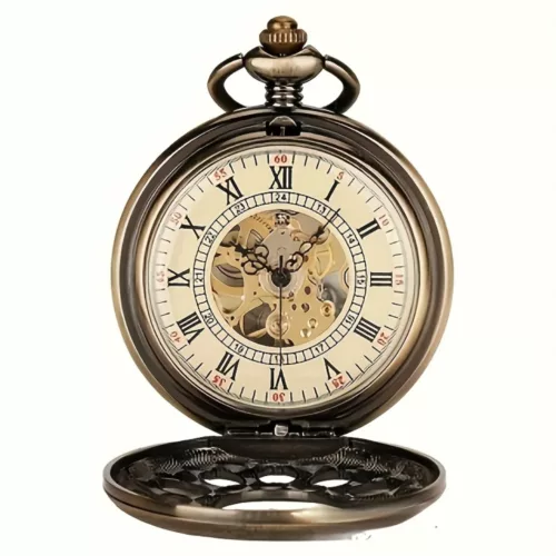 Montre à gousset mécanique romaine ajourée – Élégance vintage intemporelle pour un style raffiné et distinctif