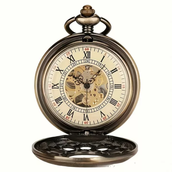 Montre à gousset mécanique romaine ajourée – Élégance vintage intemporelle pour un style raffiné et distinctif