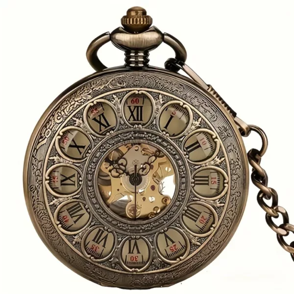 Montre à gousset mécanique romaine ajourée – Élégance vintage intemporelle pour un style raffiné et distinctif – Image 2