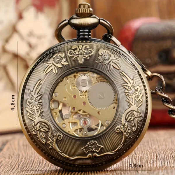 Montre à gousset mécanique romaine ajourée – Élégance vintage intemporelle pour un style raffiné et distinctif – Image 3