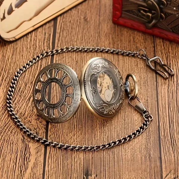Montre à gousset mécanique romaine ajourée – Élégance vintage intemporelle pour un style raffiné et distinctif – Image 4