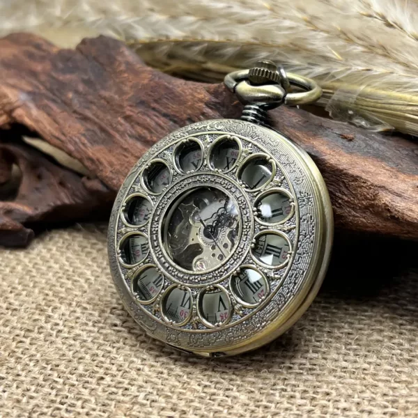 Montre à gousset mécanique romaine ajourée – Élégance vintage intemporelle pour un style raffiné et distinctif – Image 5