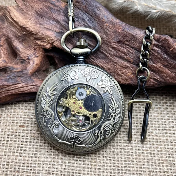 Montre à gousset mécanique romaine ajourée – Élégance vintage intemporelle pour un style raffiné et distinctif – Image 7