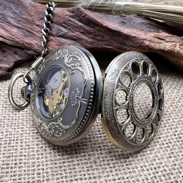 Montre à gousset mécanique romaine ajourée – Élégance vintage intemporelle pour un style raffiné et distinctif – Image 8