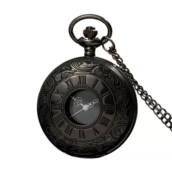 Montre à gousset motif romain noir – Élégance vintage pour un style rétro chic intemporel