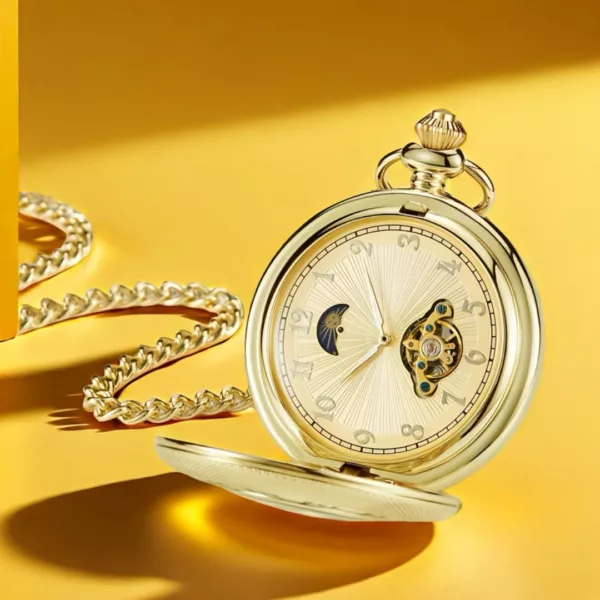 Montre à gousset soleil lune étoile – Élégance vintage astrale pour un style unique et intemporel – Image 2