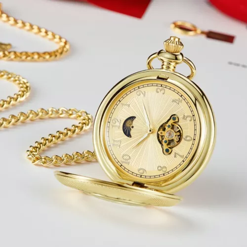 Montre à gousset soleil lune étoile – Élégance vintage astrale pour un style unique et intemporel
