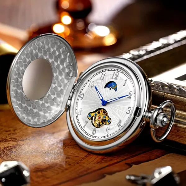 Montre à gousset soleil lune étoile – Élégance vintage astrale pour un style unique et intemporel – Image 4