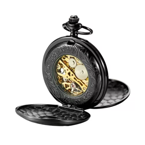 Montre à gousset squelette bleue vintage – Élégance rétro et mécanisme apparent pour un style unique