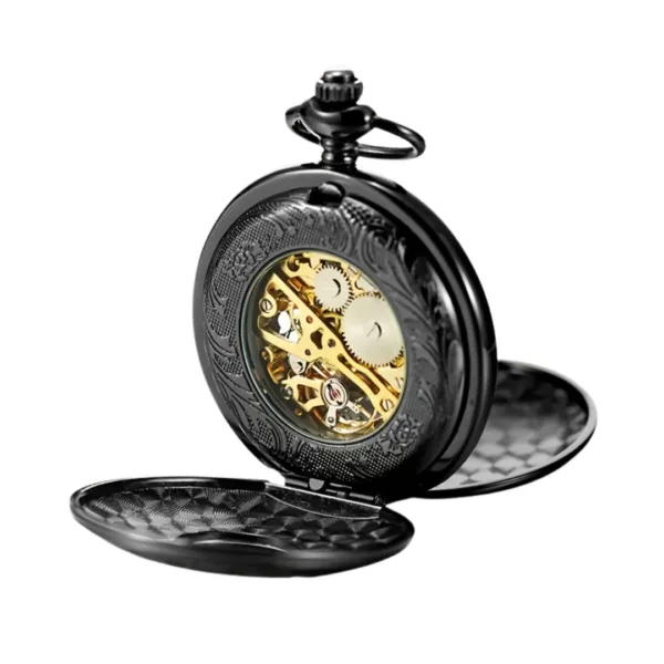 Montre à gousset squelette bleue vintage – Élégance rétro et mécanisme apparent pour un style unique