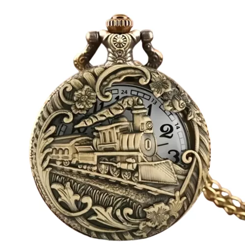 Montre à gousset train vintage steampunk – Accessoire rétro élégant pour passionnés d’horlogerie et de locomotives