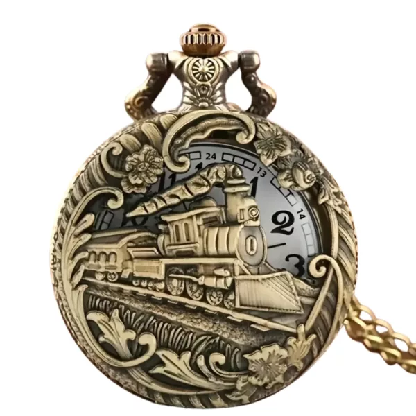 Montre à gousset train vintage steampunk – Accessoire rétro élégant pour passionnés d’horlogerie et de locomotives