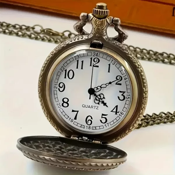 Montre à gousset train vintage steampunk – Accessoire rétro élégant pour passionnés d’horlogerie et de locomotives – Image 2