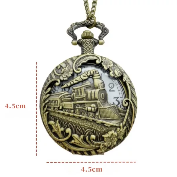 Montre à gousset train vintage steampunk – Accessoire rétro élégant pour passionnés d’horlogerie et de locomotives – Image 3