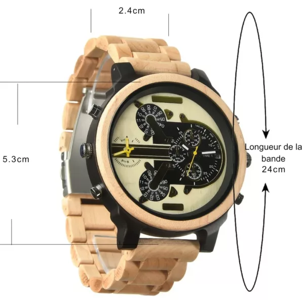 Montre bois homme cadran large – Élégance naturelle et style éco-responsable au poignet – Image 3