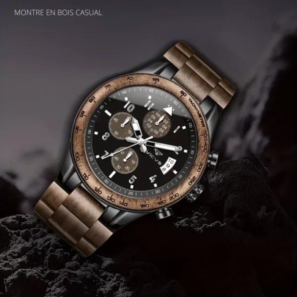 Montre bois homme cadran romain – Élégance naturelle et style vintage pour un look distingué – Image 2