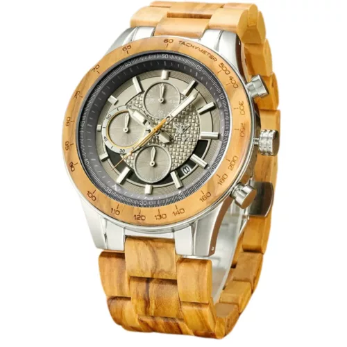 Montre bois homme cadran romain – Élégance naturelle et style vintage pour un look distingué