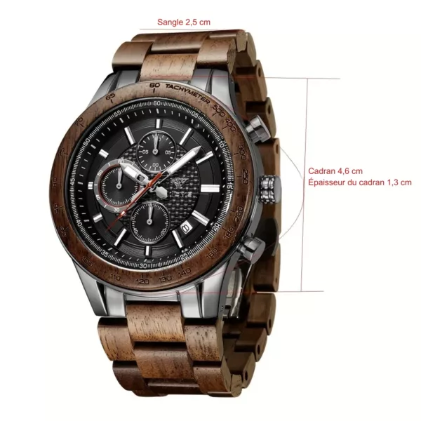 Montre bois homme cadran romain – Élégance naturelle et style vintage pour un look distingué – Image 4