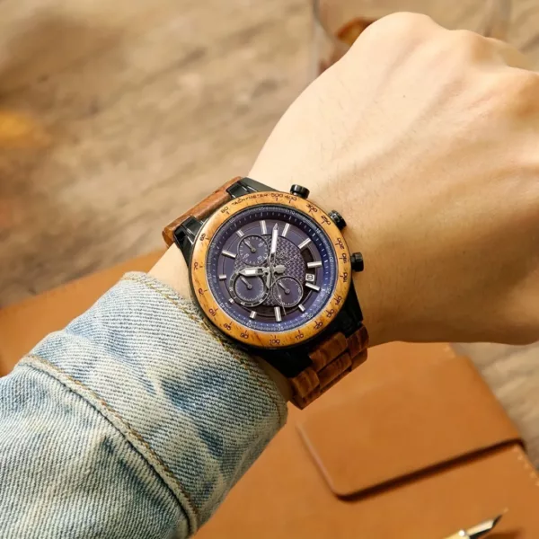 Montre bois homme cadran romain – Élégance naturelle et style vintage pour un look distingué – Image 5