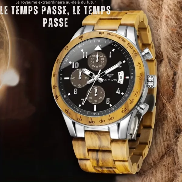 Montre bois homme cadran romain – Élégance naturelle et style vintage pour un look distingué – Image 6