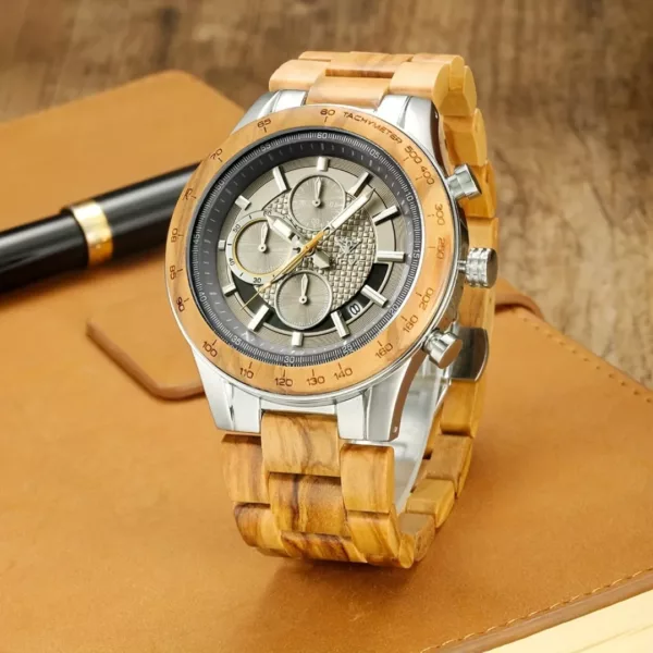 Montre bois homme cadran romain – Élégance naturelle et style vintage pour un look distingué – Image 7