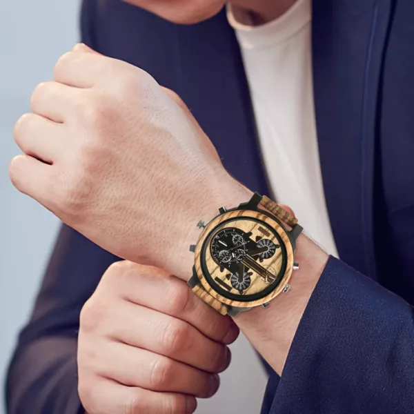 Montre bois homme multi-cadrans – Image 2