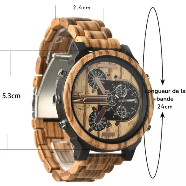Montre bois homme multi-cadrans – Image 3