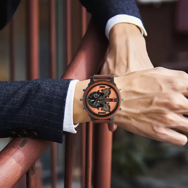 Montre bois homme multi-cadrans – Image 4