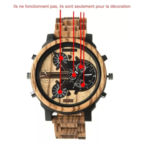 Montre bois homme multi-cadrans – Image 5