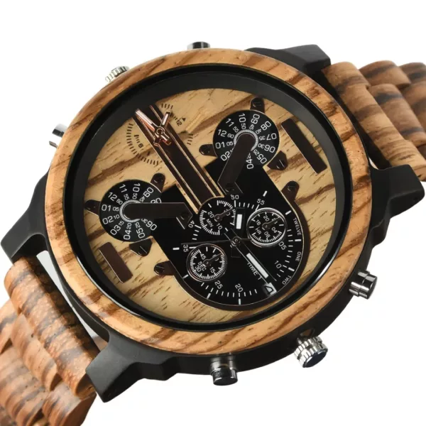 Montre bois homme multi-cadrans – Image 8