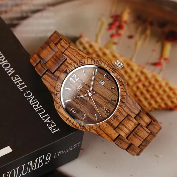 Montre bois homme quartz naturel – Élégance écologique et style raffiné au poignet – Idée cadeau chic et durable – Image 2