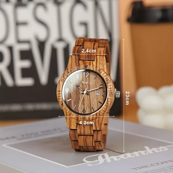 Montre bois homme quartz naturel – Élégance écologique et style raffiné au poignet – Idée cadeau chic et durable – Image 3