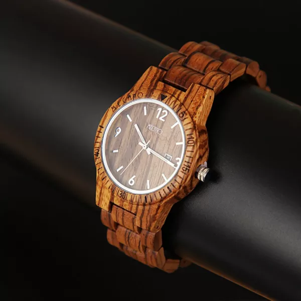 Montre bois homme quartz naturel – Élégance écologique et style raffiné au poignet – Idée cadeau chic et durable – Image 5