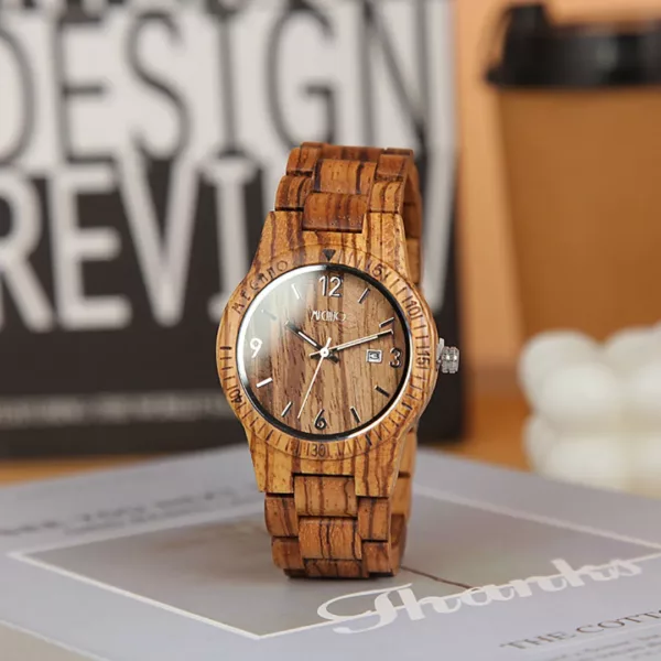 Montre bois homme quartz naturel – Élégance écologique et style raffiné au poignet – Idée cadeau chic et durable – Image 6