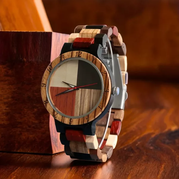Montre bois homme style bohème – Élégance naturelle et look vintage pour un style unique au quotidien – Image 4