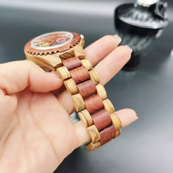 Montre bois homme tourbillon lune – Élégance naturelle et mécanisme apparent pour un style unique et raffiné – Image 7