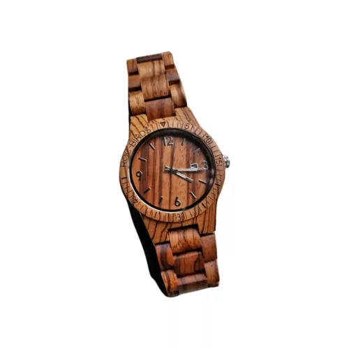 Montre bois zèbre homme calendrier – Élégance naturelle et style masculin avec affichage date pratique