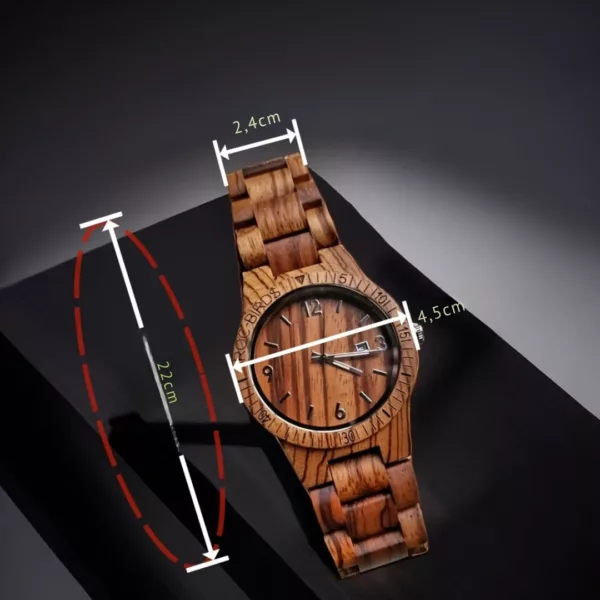 Montre bois zèbre homme calendrier – Élégance naturelle et style masculin avec affichage date pratique – Image 3