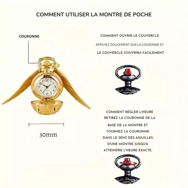 Montre de poche gousset ailes d’ange – Élégance vintage et symbolique céleste pour un style unique – Image 3
