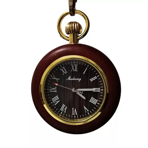Montre de poche gousset bois foncé – Élégance vintage et style naturel pour un look raffiné