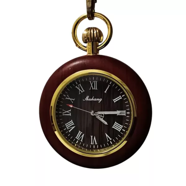 Montre de poche gousset bois foncé – Élégance vintage et style naturel pour un look raffiné