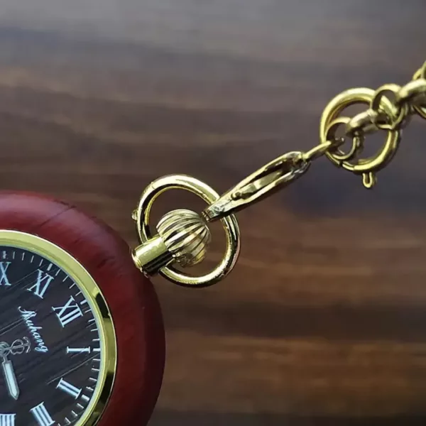 Montre de poche gousset bois foncé – Élégance vintage et style naturel pour un look raffiné – Image 6