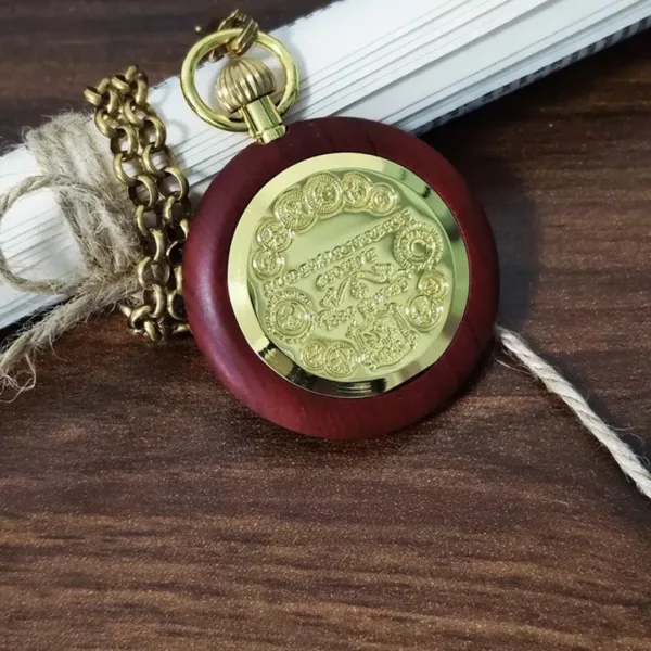 Montre de poche gousset bois foncé – Élégance vintage et style naturel pour un look raffiné – Image 5