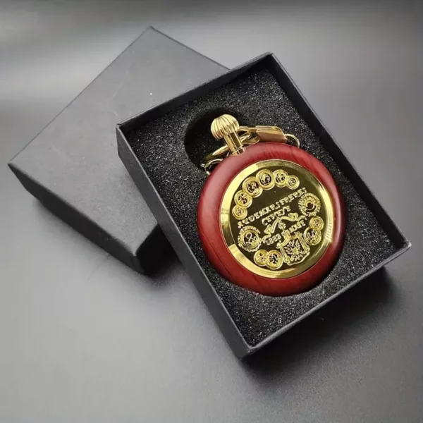 Montre de poche gousset bois foncé – Élégance vintage et style naturel pour un look raffiné – Image 4