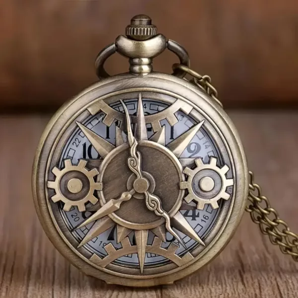 Montre de poche gousset engrenages vintage – Élégance rétro pour homme chic – Cadeau original et intemporel – Image 6