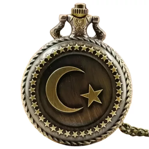 Montre de poche gousset lune étoile ottomane – Élégance vintage et mystique pour un style unique