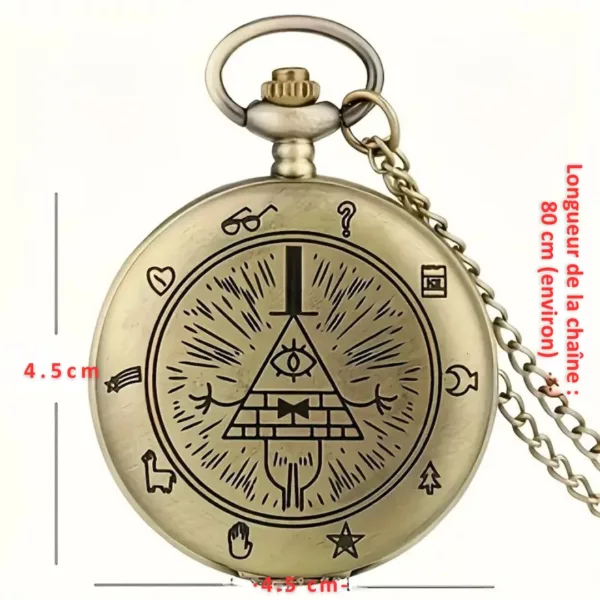 Montre de poche gousset œil pyramide vintage – Accessoire steampunk mystérieux pour look rétro chic – Image 3
